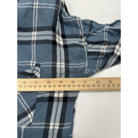Charlotte Russe Womens Shirt Size Medium Blue Plaid Long Sleeve Button Up - Picture 7 of 10